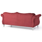 Hollywood 82 in. Velvet Chesterfield 3-Seater Sofa with 2-Throw Pillow - 82L x 35W x 34H