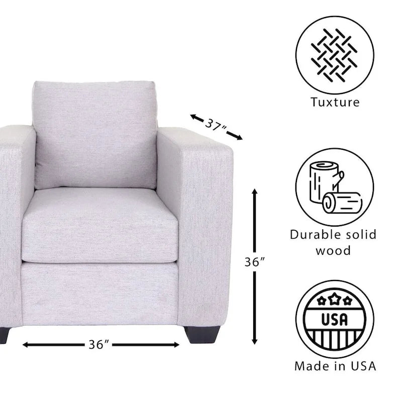 Coast to Coast Sofas Contemporary Sofa Chair Polyester Fabric Solid Wood Frame Upholstered