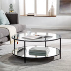 Alecsis Glass Round Coffee Table - 14H x 36W x 36D