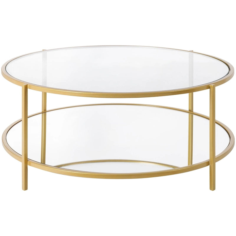 Alecsis Glass Round Coffee Table - 14H x 36W x 36D