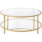 Alecsis Glass Round Coffee Table - 14H x 36W x 36D