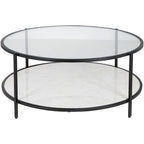 Alecsis Glass Round Coffee Table - 14H x 36W x 36D