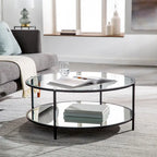 Alecsis Glass Round Coffee Table - 14H x 36W x 36D