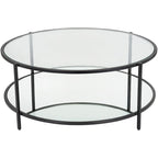 Alecsis Glass Round Coffee Table - 14H x 36W x 36D