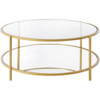 Alecsis Glass Round Coffee Table - 14H x 36W x 36D