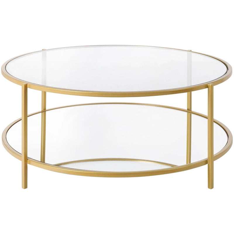 Alecsis Glass Round Coffee Table - 14H x 36W x 36D