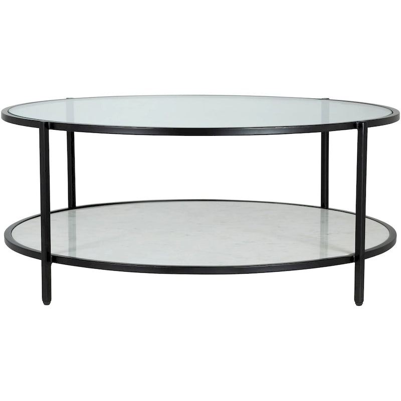 Alecsis Glass Round Coffee Table - 14H x 36W x 36D