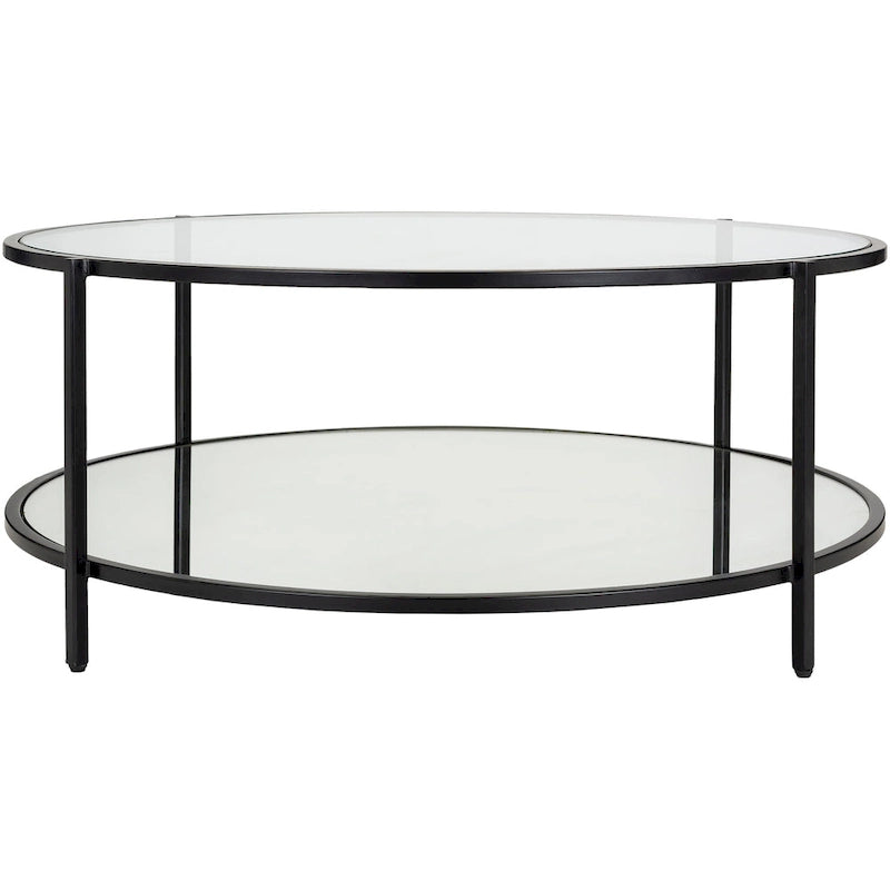 Alecsis Glass Round Coffee Table - 14H x 36W x 36D