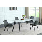 Somette Mariana White Ceramic Dining Table with Matte Black Base