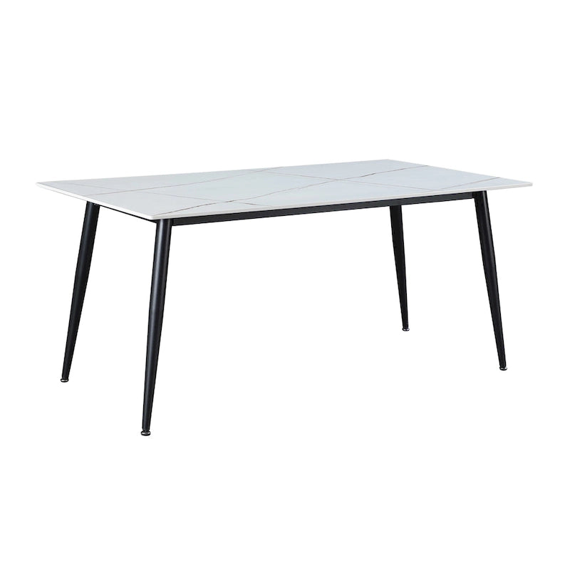 Somette Mariana White Ceramic Dining Table with Matte Black Base