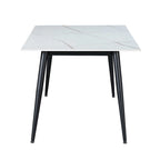 Somette Mariana White Ceramic Dining Table with Matte Black Base