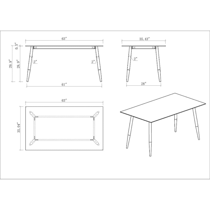 Somette Mariana White Ceramic Dining Table with Matte Black Base
