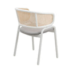 Ervilla Modern Stylish Side Chair with Rattan Back and White Steel Legs for Dining Room & Kitchen, Set of 2