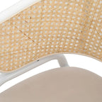 Ervilla Modern Stylish Side Chair with Rattan Back and White Steel Legs for Dining Room & Kitchen, Set of 2