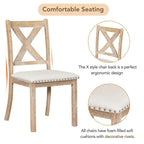 6-Piece Dining Kitchen Table Set, Extendable Wood Dining Table, 4 Upholstered Dining Chairs and Bench, Two 11 Removable Leaf