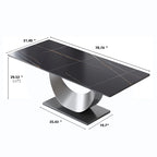 79 Marble Dining Table for 10, Modern Rectangle Kitchen Table with U Shape Pedestal Base
