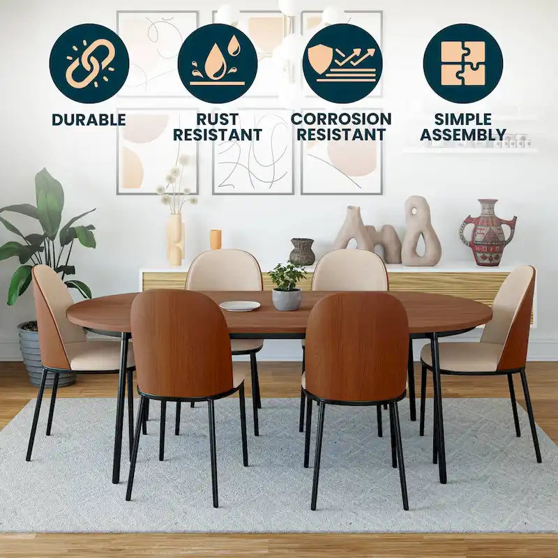 LeisureMod Tule Dining Side Chair with Upholstered Seat and Back