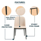 LeisureMod Tule Dining Side Chair with Upholstered Seat and Back