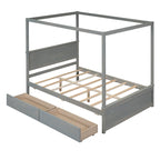 Full Size Wood Canopy Bed with two Drawers