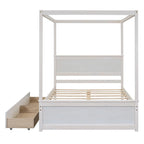 Full Size Wood Canopy Bed with two Drawers