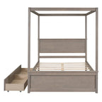 Full Size Wood Canopy Bed with two Drawers