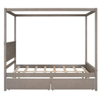 Full Size Wood Canopy Bed with two Drawers