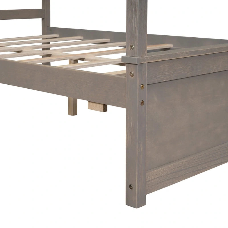 Full Size Wood Canopy Bed with two Drawers
