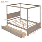 Full Size Wood Canopy Bed with two Drawers