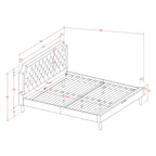 Bed Contains Brown Textured Upholstered Headboard, Footboard and Wood Rails, Slats - Wooden 9 Legs - Black Finish(Size Options)