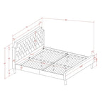 Bed Contains Brown Textured Upholstered Headboard, Footboard and Wood Rails, Slats - Wooden 9 Legs - Black Finish(Size Options)