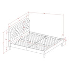 Bed Contains Brown Textured Upholstered Headboard, Footboard and Wood Rails, Slats - Wooden 9 Legs - Black Finish(Size Options)