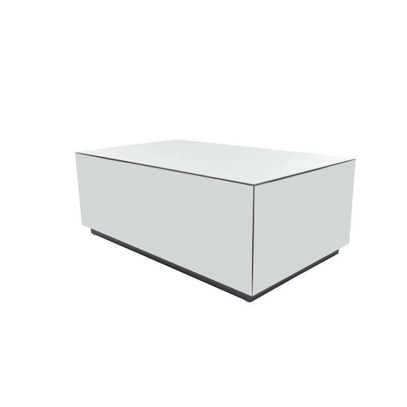 Glass Mirrored Rectangle Coffee Table with Elevated Base - Silver - Roche River Decor - 28Wx47Lx18H