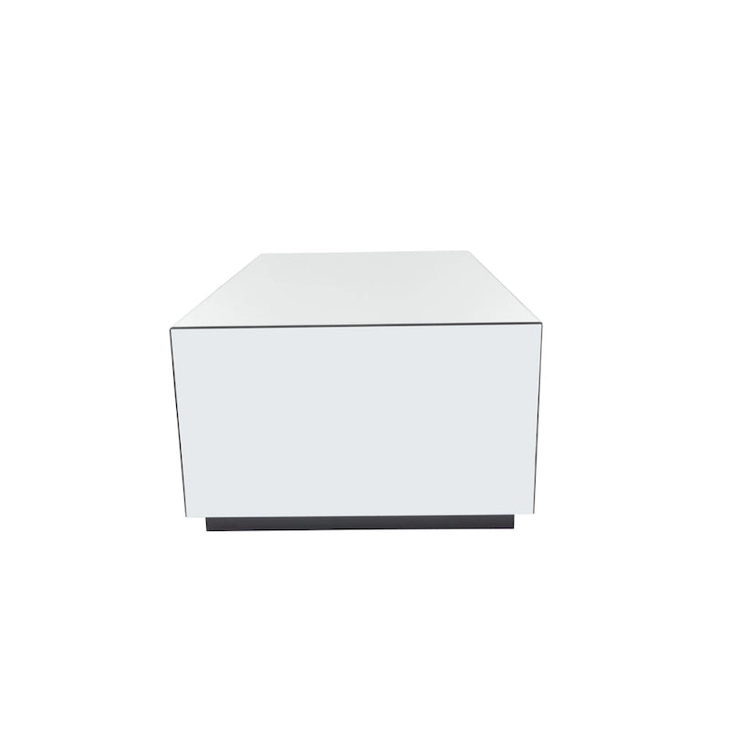 Glass Mirrored Rectangle Coffee Table with Elevated Base - Silver - Roche River Decor - 28Wx47Lx18H