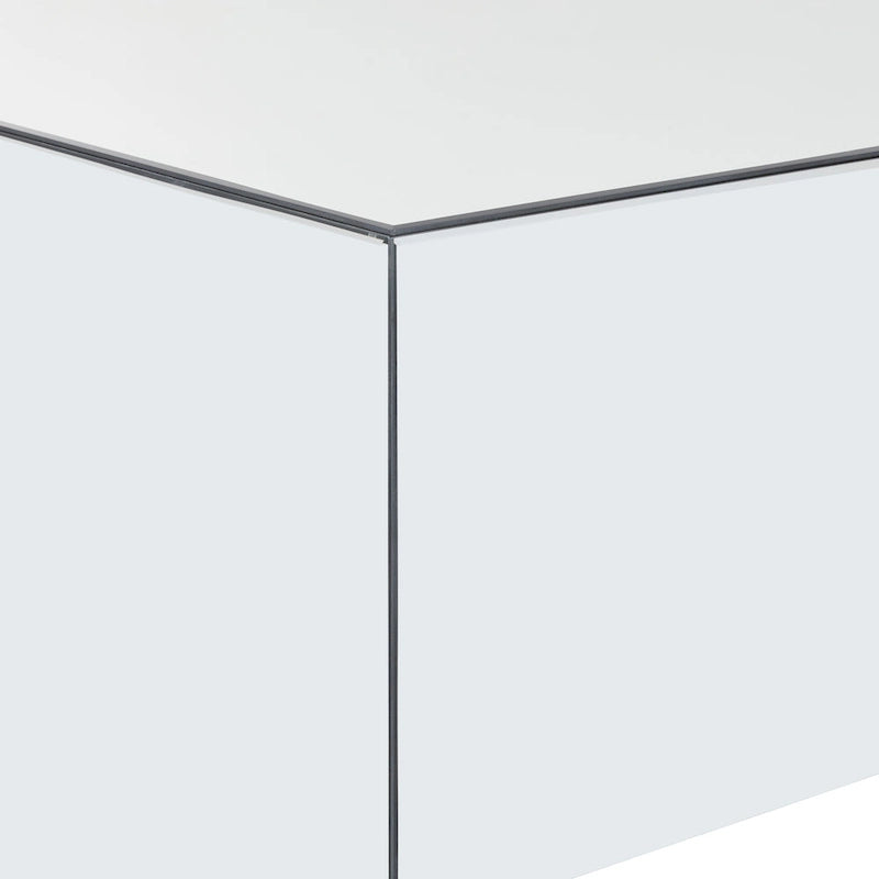 Glass Mirrored Rectangle Coffee Table with Elevated Base - Silver - Roche River Decor - 28Wx47Lx18H