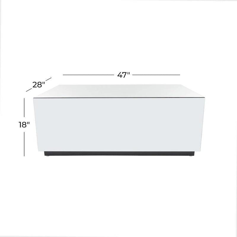 Glass Mirrored Rectangle Coffee Table with Elevated Base - Silver - Roche River Decor - 28Wx47Lx18H