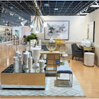 Glass Mirrored Rectangle Coffee Table with Elevated Base - Silver - Roche River Decor - 28Wx47Lx18H