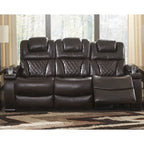Warnerton Chocolate Brown Faux Leather Power Reclining Sofa - 84 W x 38 D x 44 H