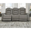 Signature Design by Ashley Man-Den Leather Power Adjustable Dual Reclining Sofa - 85 W x 40 D x 43 H