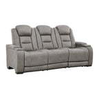 Signature Design by Ashley Man-Den Leather Power Adjustable Dual Reclining Sofa - 85 W x 40 D x 43 H