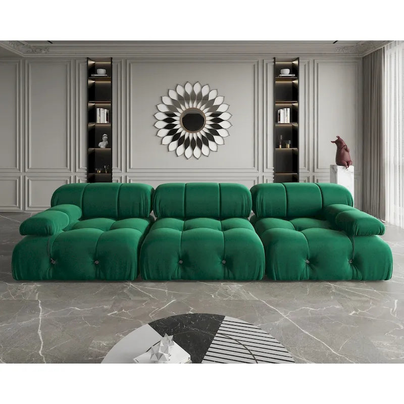 Velvet 3-seater Reversible Modular Sofa