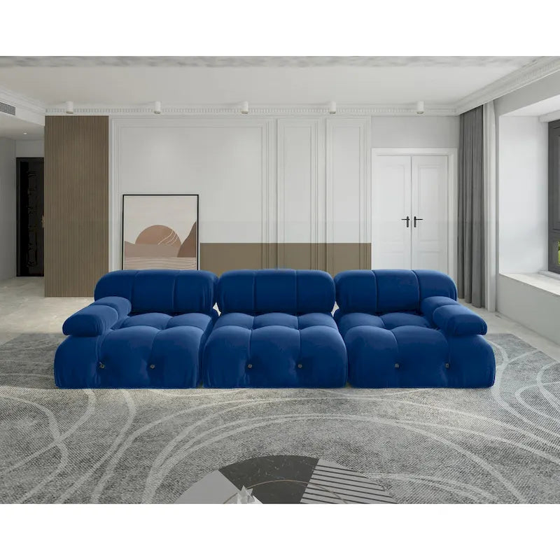 Velvet 3-seater Reversible Modular Sofa