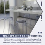 LeisureMod 18 in. High Backless Acrylic Counter Stool with Round Seat and Foot Rest - 18.1