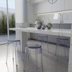 LeisureMod 18 in. High Backless Acrylic Counter Stool with Round Seat and Foot Rest - 18.1