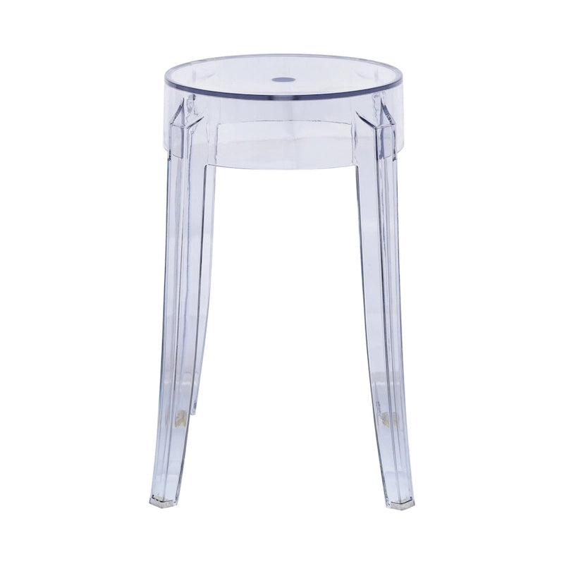 LeisureMod 18 in. High Backless Acrylic Counter Stool with Round Seat and Foot Rest - 18.1
