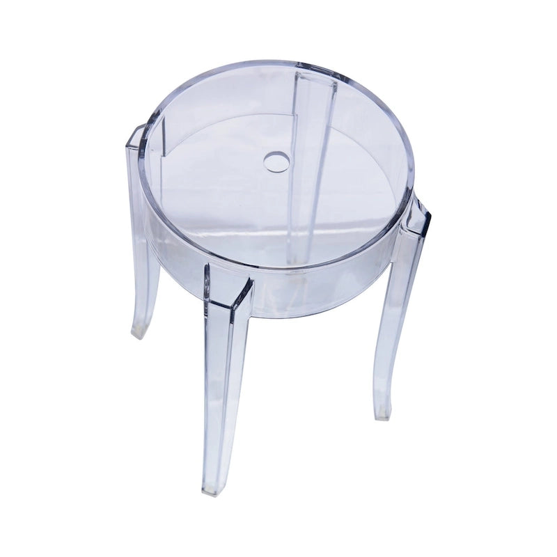 LeisureMod 18 in. High Backless Acrylic Counter Stool with Round Seat and Foot Rest - 18.1