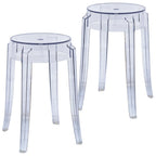 LeisureMod 18 in. High Backless Acrylic Counter Stool with Round Seat and Foot Rest - 18.1