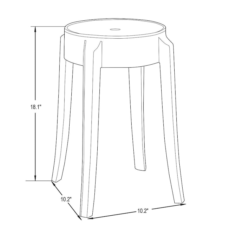 LeisureMod 18 in. High Backless Acrylic Counter Stool with Round Seat and Foot Rest - 18.1