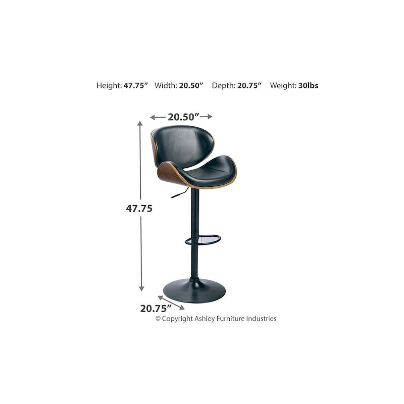 Signature Design by Ashley Harley Modern Adjustable Brown and Black Bar Stool