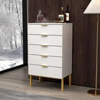5 Drawer Dresser Chest End Table Storage Cabinet 23.6 W White/Back