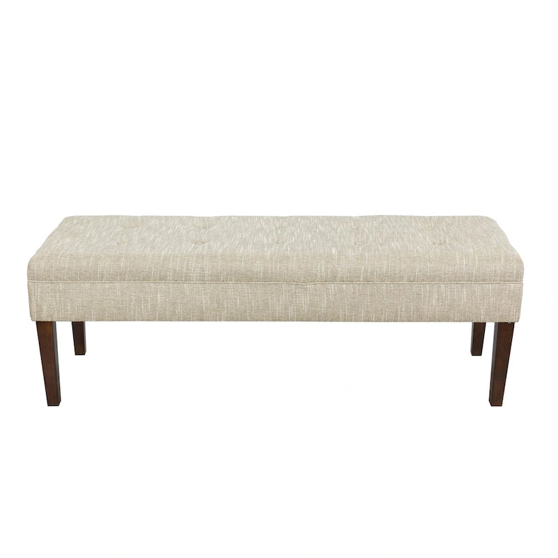 Casual Beige Upholstered Living Room Bench